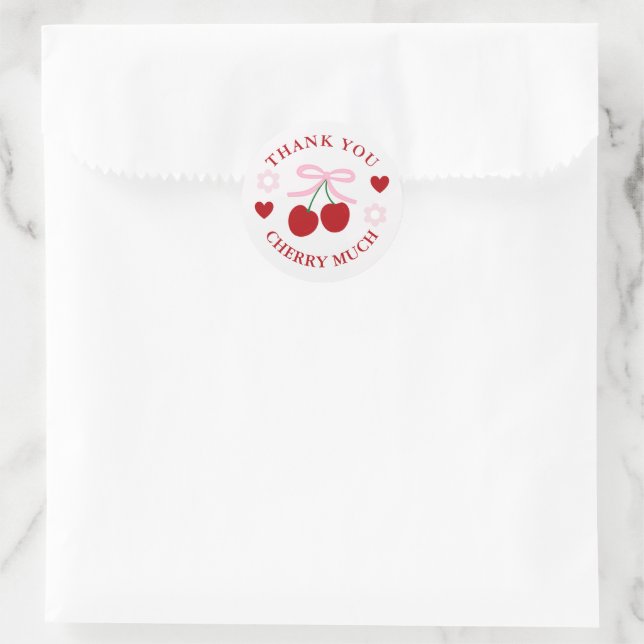 Kirschsüße Hochzeitsdusche Danke Runder Aufkleber (Tasche)