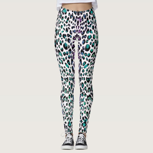 Kirschtadellose Leopard-Stellen-Tierdruck-Leggings Leggings (Vorderseite)
