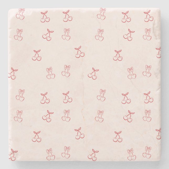 Kirschumriss Minimalismus Steinuntersetzer (Vorderseite)