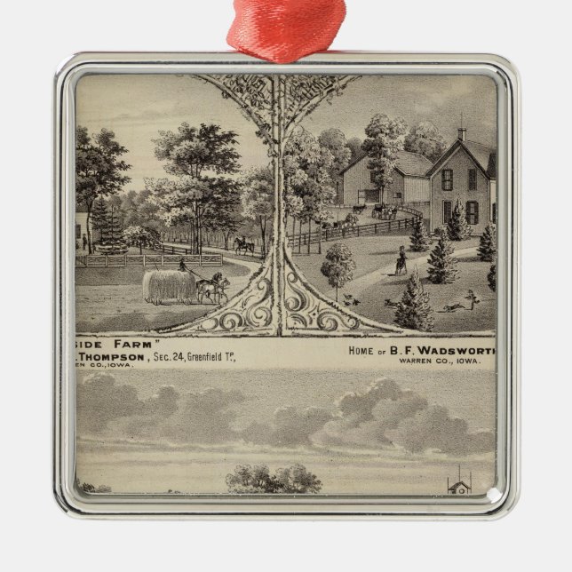 Kirschwaldung, Abhang-Bauernhof Ornament Aus Metall (Vorne)