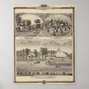 Kirschwaldung, Abhang-Bauernhof Poster