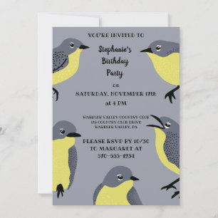 Kirtland's Warblers Bird Lovers Gray, Gelbes Party Einladung
