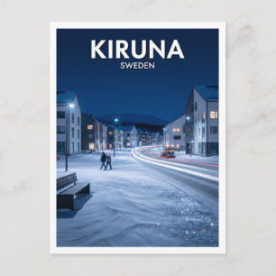 Kiruna New Town und arktische Straßenlandschaft Sc Postkarte