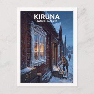 Kirunas historische Holzhäuser Schweden Postkarte