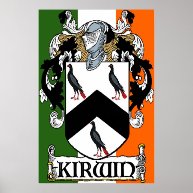 Kirwin Coat of Arms Irish Flag Print Poster (Vorne)