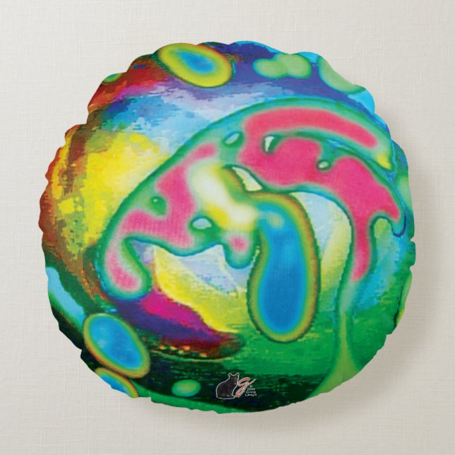 Kismet Embrace Rundes Kissen (Vorderseite)