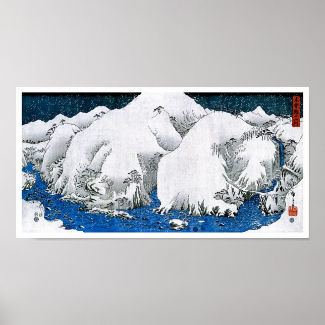Kiso Road Snowstorm Hiroshige Japanisch Fine Art A Poster (Vorne)