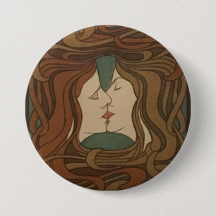 Kiss 1898, Frau - Jugendstil - Illustration Button