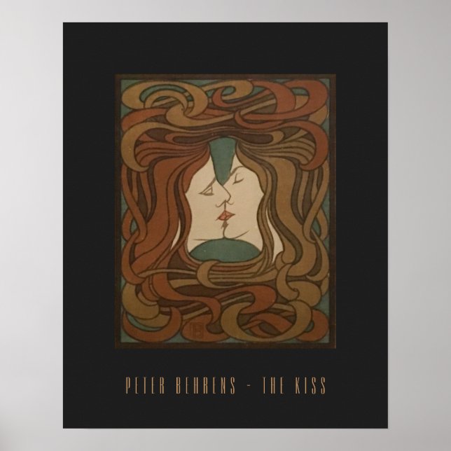 Kiss 1898, Frau - Jugendstil - Illustration Poster (Vorne)