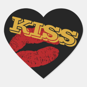 KISS-Aufkleber Herz, Rote Lippen - Liebe / Party Herz-Aufkleber