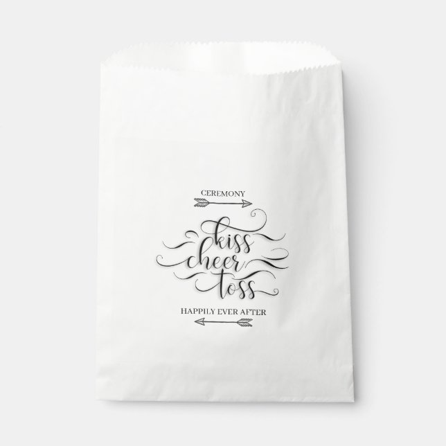 Kiss Cheer Toss - Hochzeitsaisle Ausfahrt Petal Th Geschenktütchen (Vorderseite)