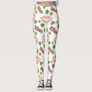 Kiss Clover Lips St. Patrick's Day Weiße Leggings