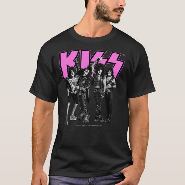 KISS ® Das Band - Rosa, Schwarz und Weiß Version C T-Shirt (Vorderseite)