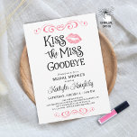 Kiss das Miss-Goodbye-Brautparty Einladung<br><div class="desc">Küss die Miss Goodbye Bridal Dusche Einladung. Moderne, stilvolle Brautduscheinladungen mit dem Titel KISS THE MISS GOODBYE, die von Imitaten mit rosa Glitzer-Glanzlippen und extravaganter Kalligraphie-Typografie hervorgehoben werden. OPTIONEN: Das Beispiel wird im Format "12x18" angezeigt. Andere Größen und Papiertypen und/oder eine digitale Download-Datei für den lokalen Druck oder die digitale...</div>