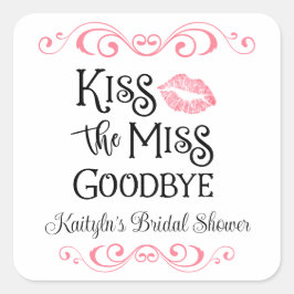 Kiss das Miss-Goodbye-Brautparty Quadratischer Aufkleber