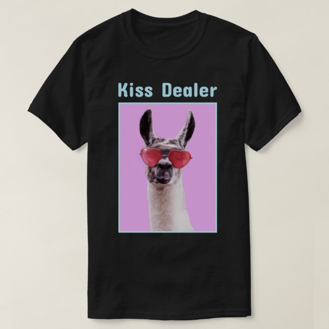 Kiss Dealer Llama mit Herzbrille T-Shirt (Design vorne)