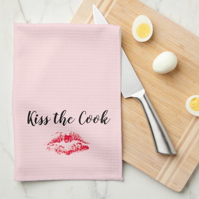 Kiss den Koch-Valentinstag Geschirrtuch (Viertel Falte)
