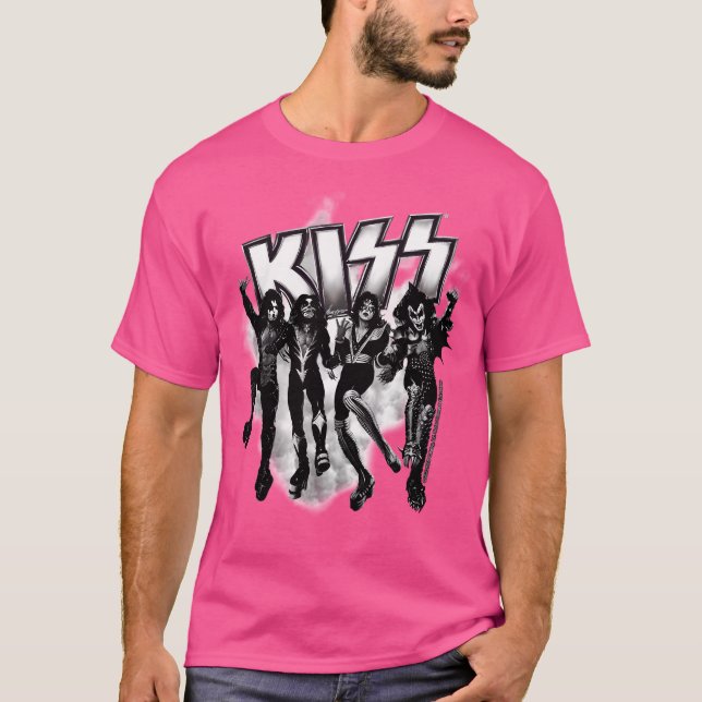 Kiss die Band - zerstöre Schwarz-Weiß-Nebel-Log T-Shirt (Vorderseite)