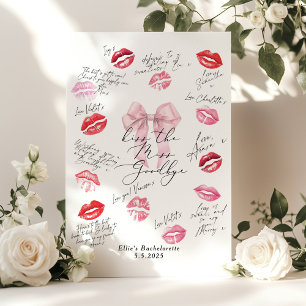 Kiss die Miss Goodbye Pink Bow Bachelorette Poster