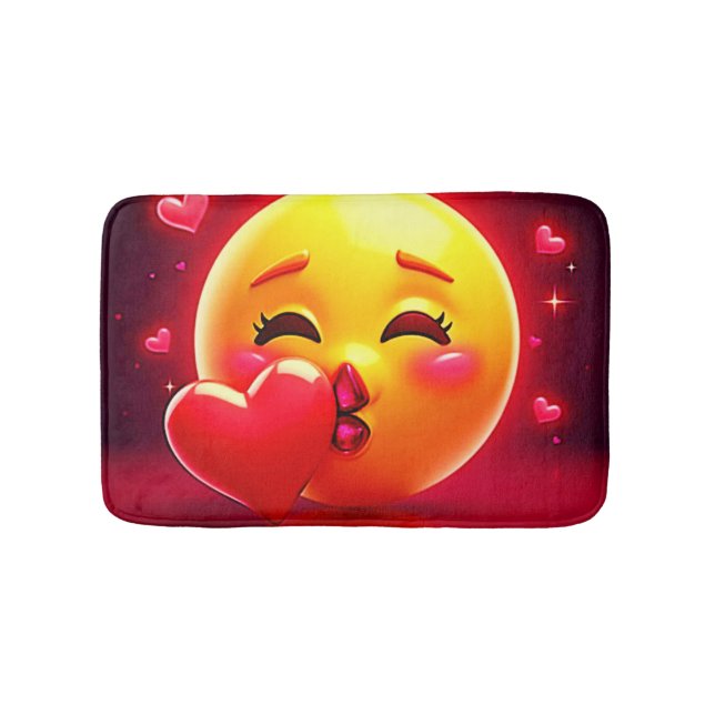 Kiss Emoji: Love and Hearts Art Badematte (Vorderseite)