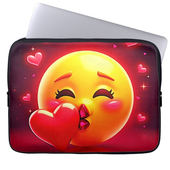 Kiss Emoji: Love and Hearts Art Laptopschutzhülle (Vorderseite)