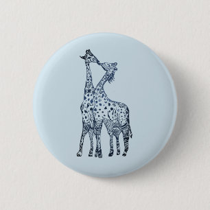 Kiss Giraffes Round Abzeichen Button