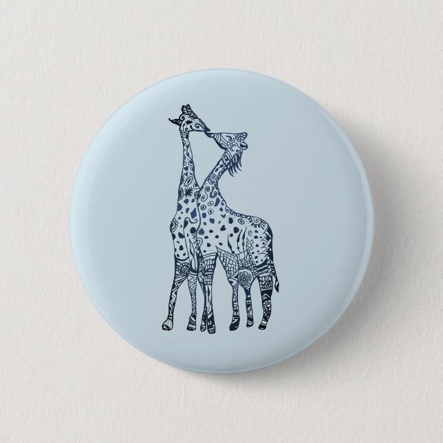 Kiss Giraffes Round Abzeichen Button (Vorderseite)