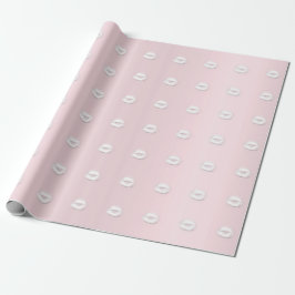 Kiss Glitzer Rosa Abschluss Rosa weiße Lippen Geschenkpapier
