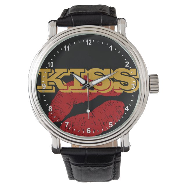 KISS Gold Retro Watch / Fun Party Classic Armbanduhr (Vorderseite)
