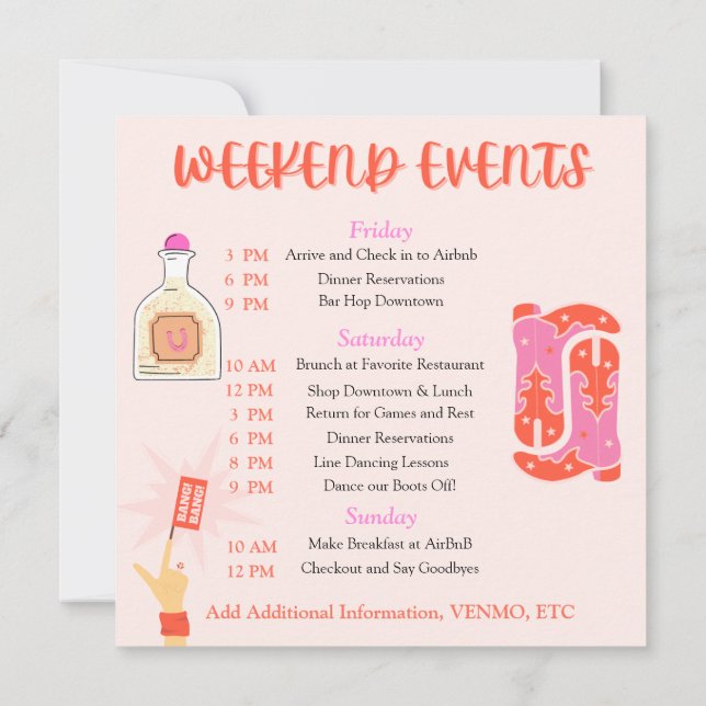 Kiss Goodbye Bachelorette Einladung (Rückseite)