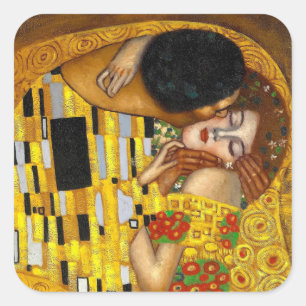 Kiss Gustav Klimt Quadratischer Aufkleber