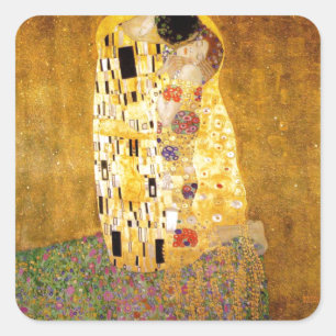 Kiss Gustav Klimt Quadratischer Aufkleber