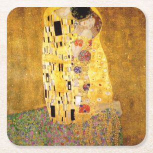 Kiss Gustav Klimt Rechteckiger Pappuntersetzer