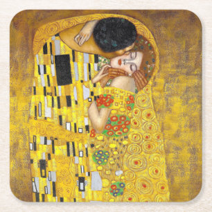 Kiss - Gustav Klimt   Rechteckiger Pappuntersetzer
