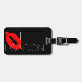 Kiss Lip Black Red Lipstick London Custom Monogram Gepäckanhänger