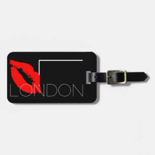 Kiss Lip Black Red Lipstick London Custom Monogram Gepäckanhänger