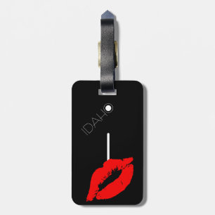 Kiss Lips Black Red Lipstick Idaho USA I Monogram Gepäckanhänger