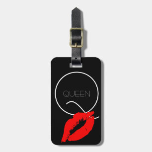 Kiss Lips Black Red Lipstick Queen Q Monogram Gepäckanhänger