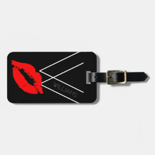 Kiss Lips Black Red Lipstick Williams DIY Monogram Gepäckanhänger