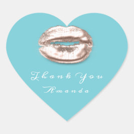 Kiss Lips Blue White Rose Makeup Bridal 16 Danke Herz-Aufkleber