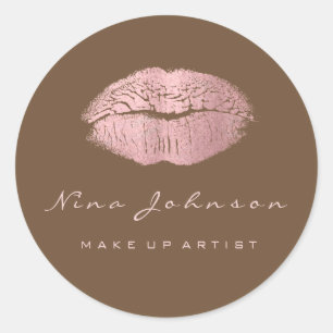 Kiss Lips Makeup Beauty Bronze Rose Lipstik Runder Aufkleber