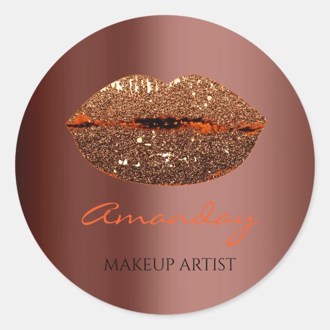 Kiss Lips Makeup Individuelle Name Gold Kaffeescho Runder Aufkleber (Vorderseite)