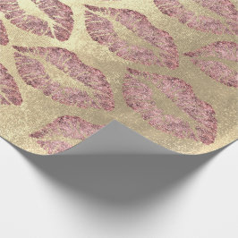 Kiss Lips Makeup Rose Gold Rosa Glitzer grungy Geschenkpapier