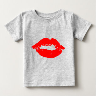 Kiss Lips Red Lipstick Liebe Passion Valentine Baby T-shirt
