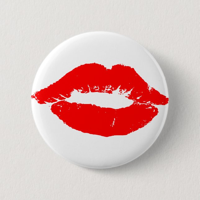 Kiss Lips Red Lipstick Liebe Passion Valentine Button (Vorderseite)