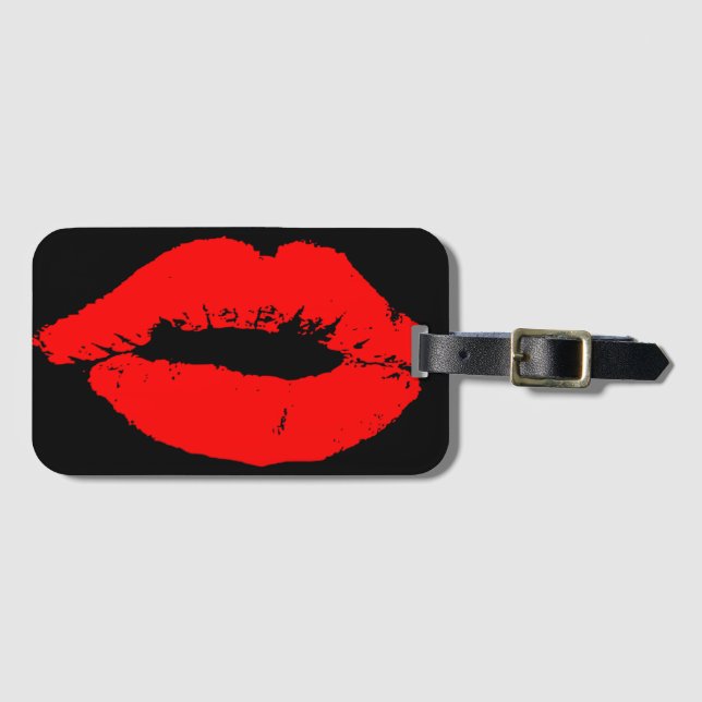 Kiss Lips Red Lipstick Liebe Passion Valentine Gepäckanhänger (Vorderseite (Horizontal))
