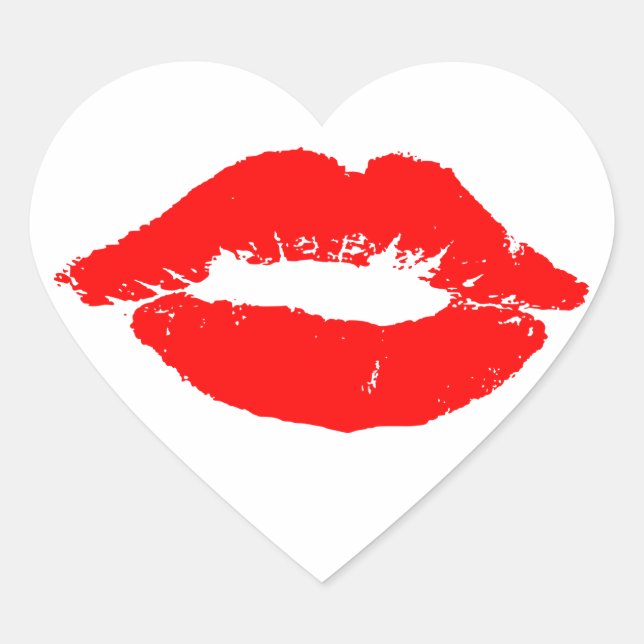 Kiss Lips Red Lipstick Liebe Passion Valentine Herz-Aufkleber (Vorderseite)
