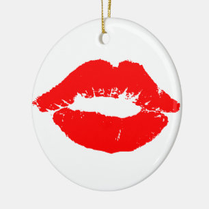 Kiss Lips Red Lipstick Liebe Passion Valentine Keramikornament