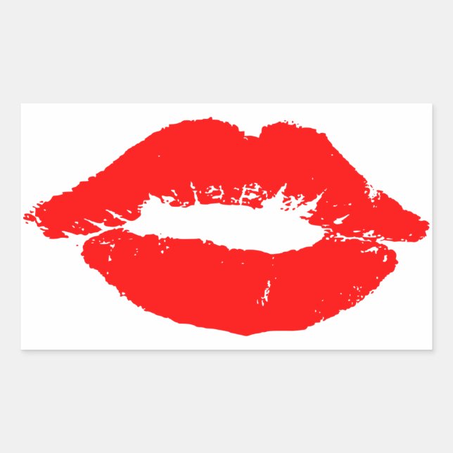 Kiss Lips Red Lipstick Liebe Passion Valentine Rechteckiger Aufkleber (Vorderseite)