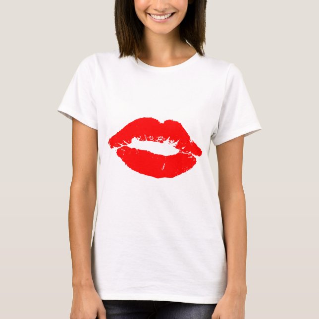 Kiss Lips Red Lipstick Liebe Passion Valentine T-Shirt (Vorderseite)